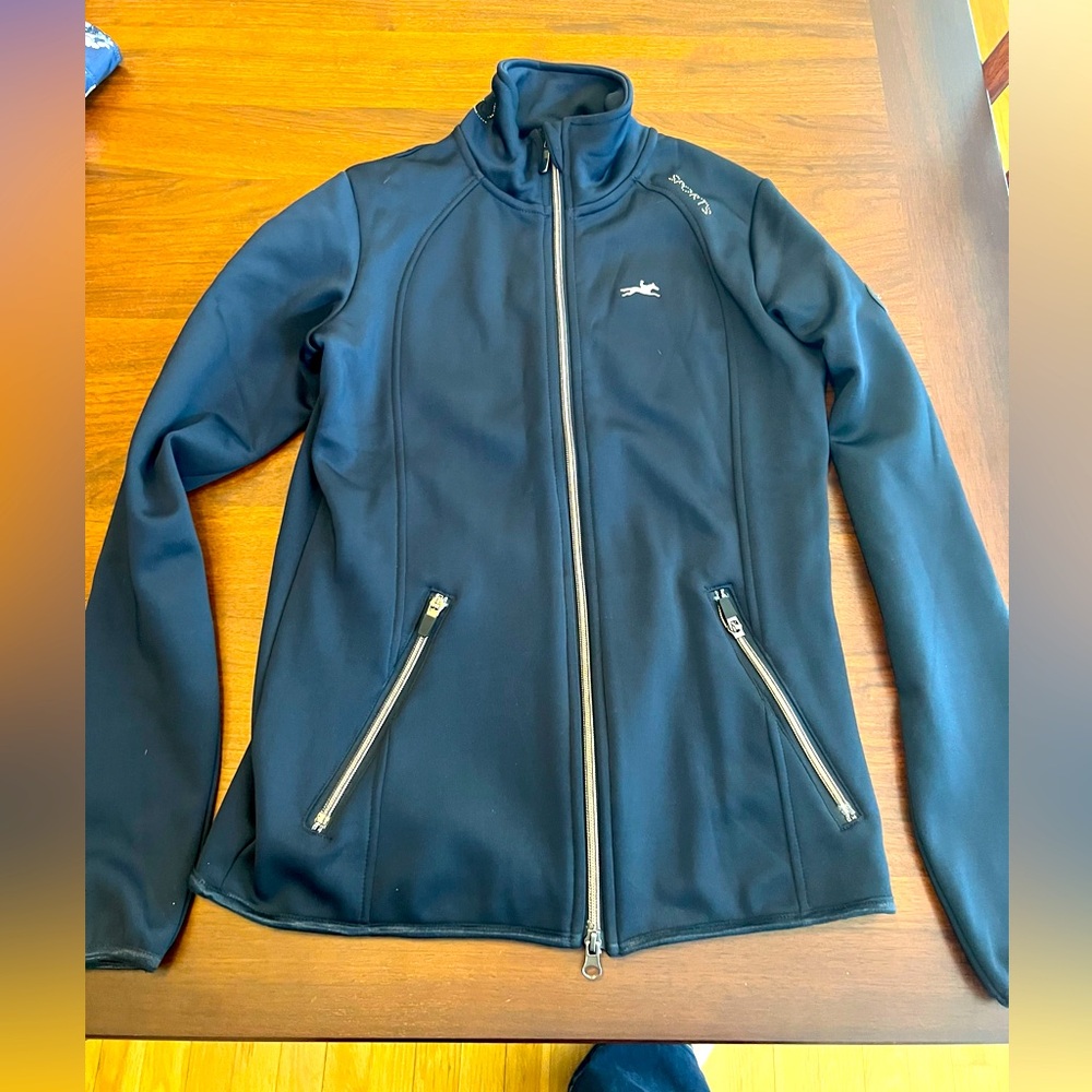 Equestrian Active Zipper Jacket w/rhinestone embellishments.